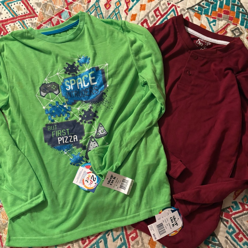 NWT Bundle of 2 Boys Sleep / Pajama Shirts size Large